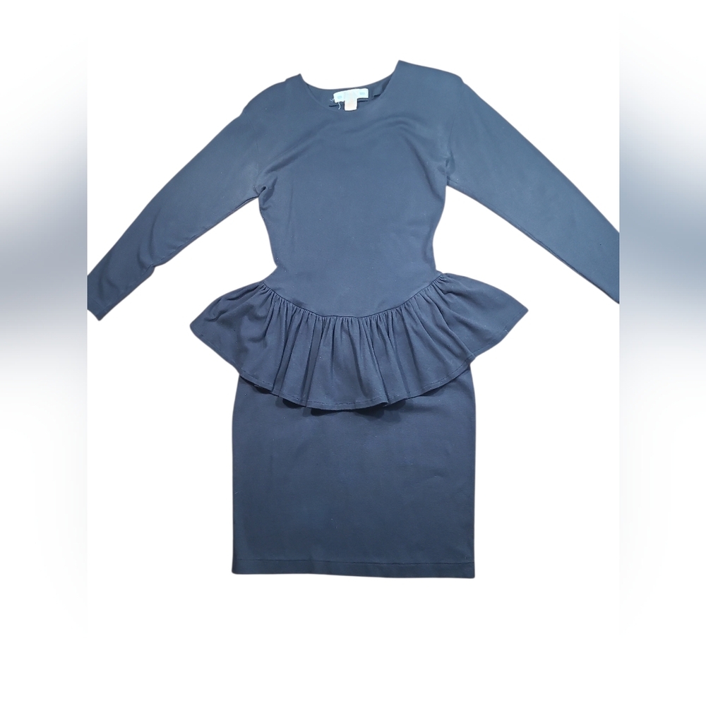 IVY Vintage Black Peplum Dress Size Medium 100% Cotton